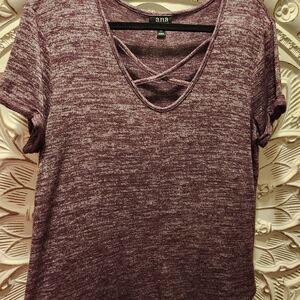 a.n.a Women's Purple V-Neck Top